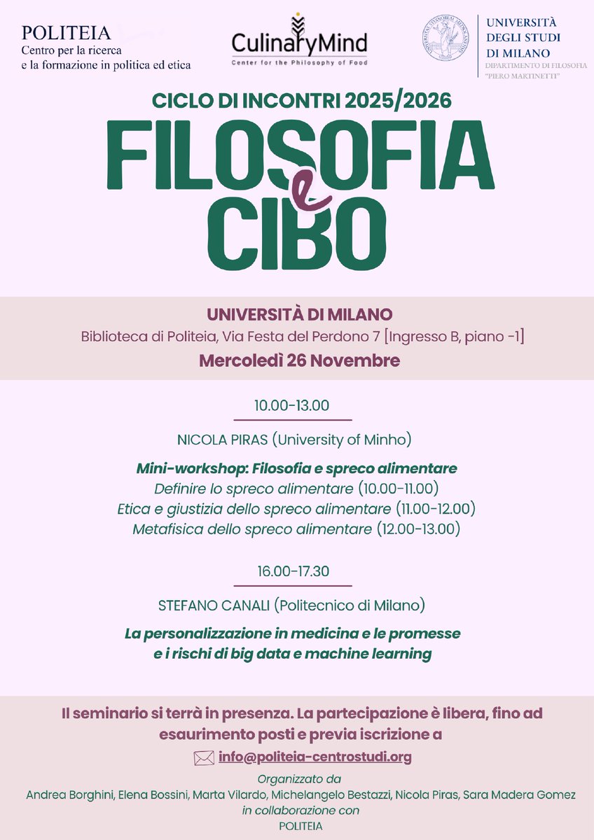 If you're in Milan on the 26th, come by and join us! Don’t forget to sign up at info@politelia-centrostudi.org. We look forward to seeing you there!