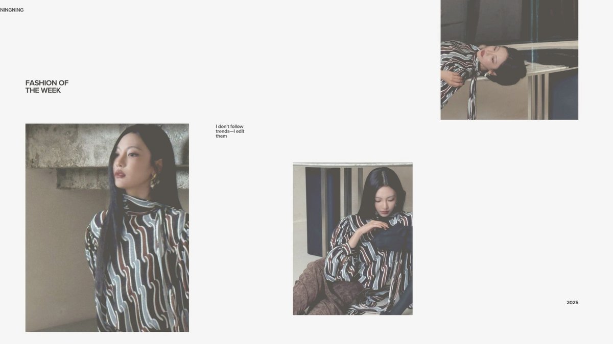 The patterns ripple like moving brushstrokes, settling against cool stone and chrome. A body draped over geometry becomes a living installation  ✶  fluid in form, precise in presence.