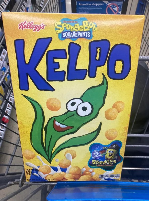 sbmovienews's tweet image. New Kellogg’s The SpongeBob Movie: Search for SquarePants Kelpo Cereal available now at Walmart! Kelpo is finally real! @SpongeBobMovie @KelloggsUS #SpongeBobMovie #SpongeBob #Kelloggs