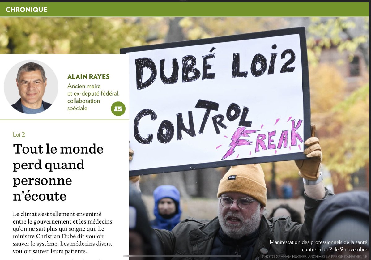 Quand le gouvernement et les fédérations de médecins s’affrontent, la population est toujours la première à en payer le prix. Il est temps de revenir à la table, pour vrai. Voici ma chronique de cette semaine dans <a href="/LP_LaPresse/">La Presse</a> 👉🏻 linktr.ee/alain.rayes