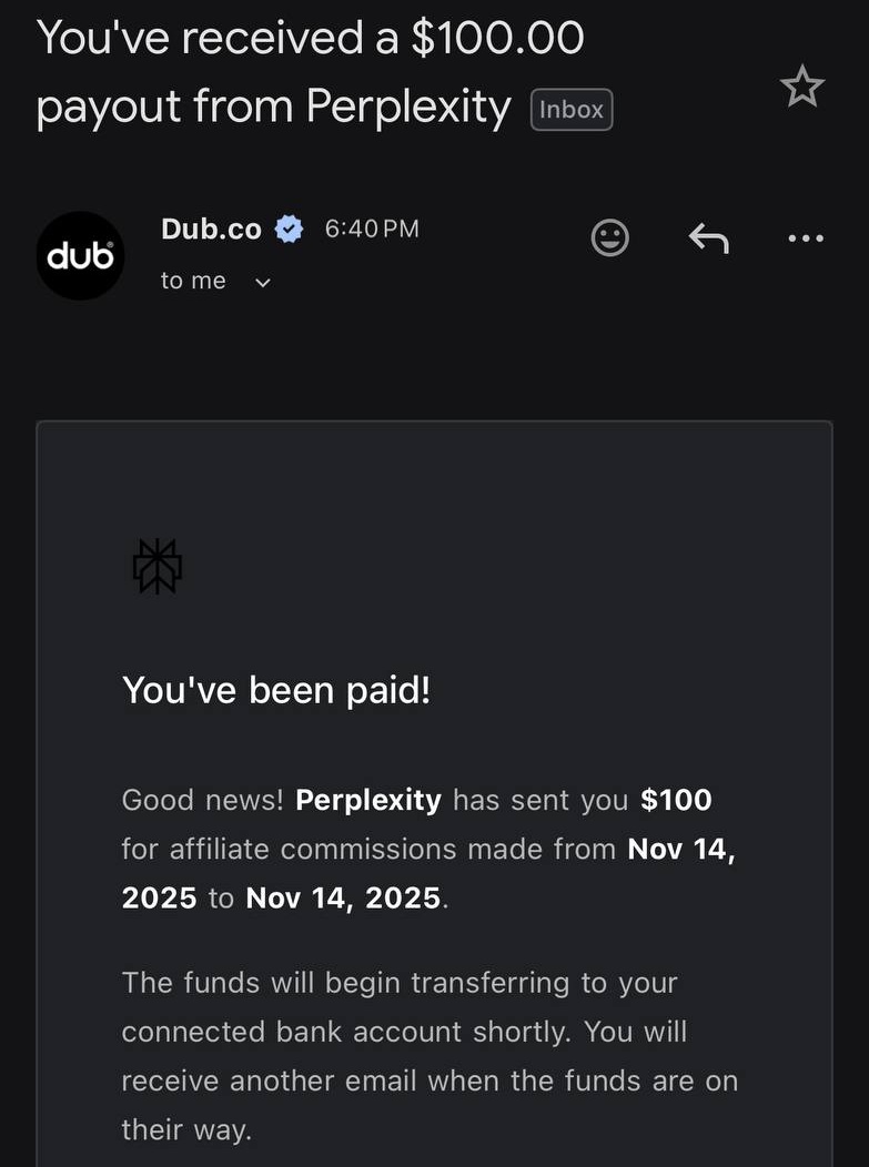 XYZCryptos's tweet image. Perplexity $100 Payout Received
 
Check Your Mail 📬 

Your money should be credited to your bank within 1–14 days. ✔️

You’ll also receive the referral payout. 👊

I’ll try to share more opportunities soon. 🚀 Follow Us Now @XYZCryptos 

#Perplexity #free #offer