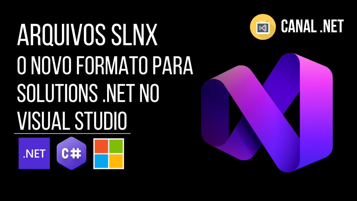 RenatoGroff's tweet image. Novo vídeo no Canal .NET -&amp;gt; Arquivos SLNX: o novo formato para Solutions .NET no Visual Studio -- Link: youtube.com/watch?v=u5VYt9…

C/ @tbertuzzi @luizcarlosfaria 

#dotnet #csharp #visualstudio #visualstudio2026 #slnx #dotnet10 #csharp #maui #aspnetcore #blazor #aspire #csharp14
