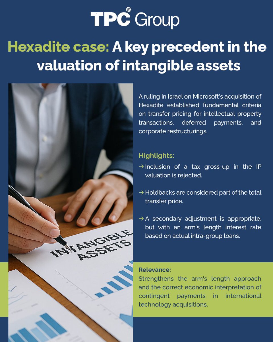 TPCGroup_'s tweet image. 💡 Hexadite case sets precedent in the valuation of intangibles and contingent payments in technology transactions.
📊 Arm&apos;s length approach strengthened.

en.tpcgroup-int.com/news/hexadite-…

#TransferPricing #TaxCompliance #TPCGroup