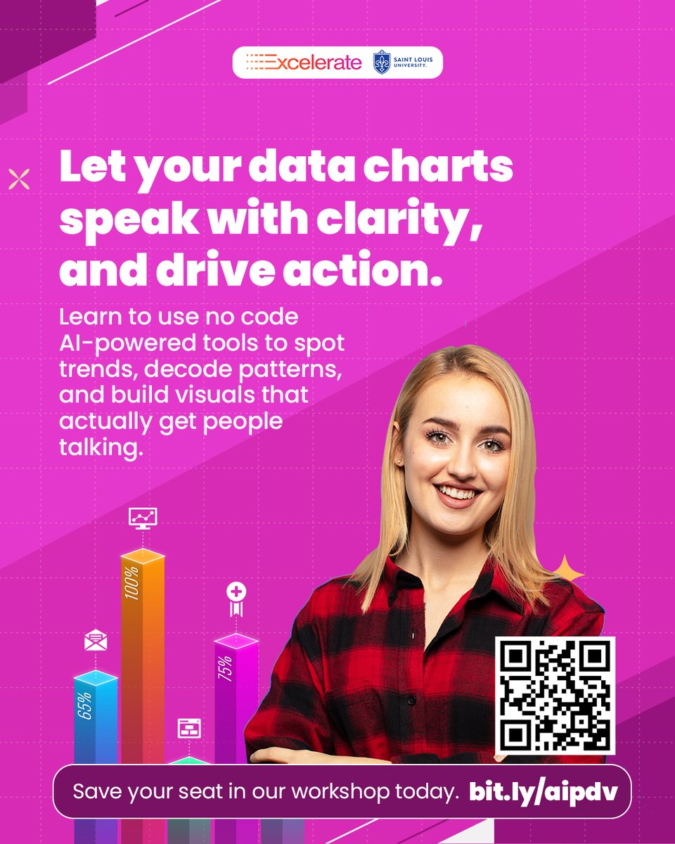 Excelerate_org's tweet image. Give your data a smarter voice. 🔍📊

Join our AI-Powered Data Visualization Workshop and learn how to spot patterns, shape insights, and turn your findings into clear, compelling visuals.

🌐Save your spot now at tinyurl.com/3ern3eec

#DataViz #AItools #DataStorytelling