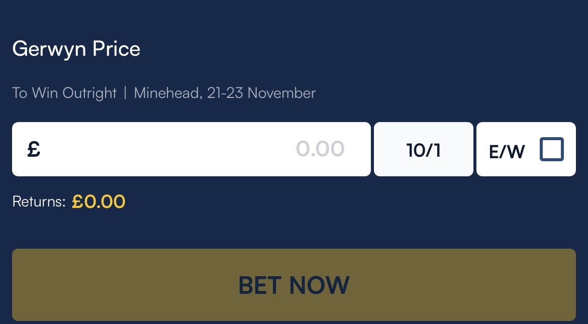 HarrysDartsTips's tweet image. PLAYERS CHAMPIONSHIP OUTRIGHT 🎯

Gerwyn Price to win outright @ 10/1 - 1 point Each Way 4 Places. 2 points total.

If Price WINS I will giveaway £50 to one of YOU 💵

To enter:
1️⃣ Like ❤️ this tweet
2️⃣ Repost this tweet
3️⃣ Follow @HarrysDartsTips 

Reasoning below👇