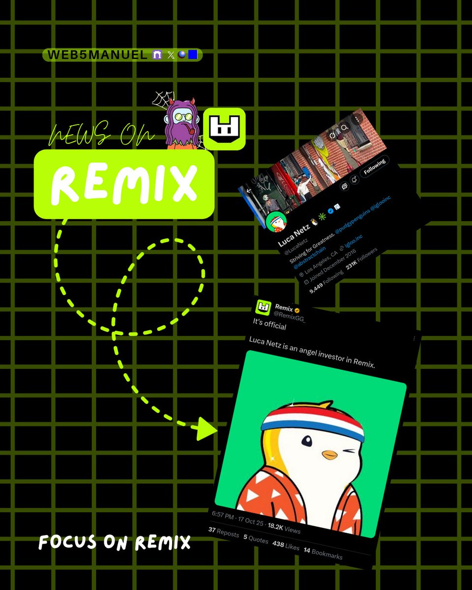 web5m's tweet image. Beginners guide to Remix Ecosystem 

Step 1: what&apos;s remix 
It&apos;s the tiktok of gaming. The easiest way to build and play games as well as find an audience of gamers with the littlest amount of marketing. 

It was built by collective efforts of @blackstock, @chuckstock and…