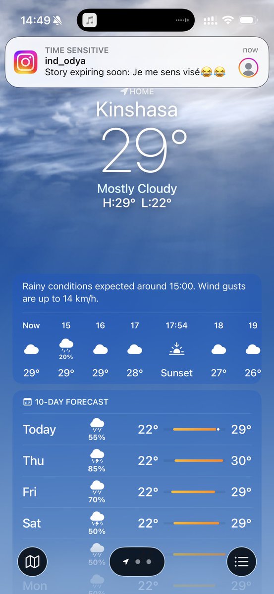 katunda93's tweet image. Prenons chaque jour ne fût-ce que 2 minutes à consulter l’application météo de notre téléphone. Ça nous évitera des frustrations #Kinshasa #météo #pluie
