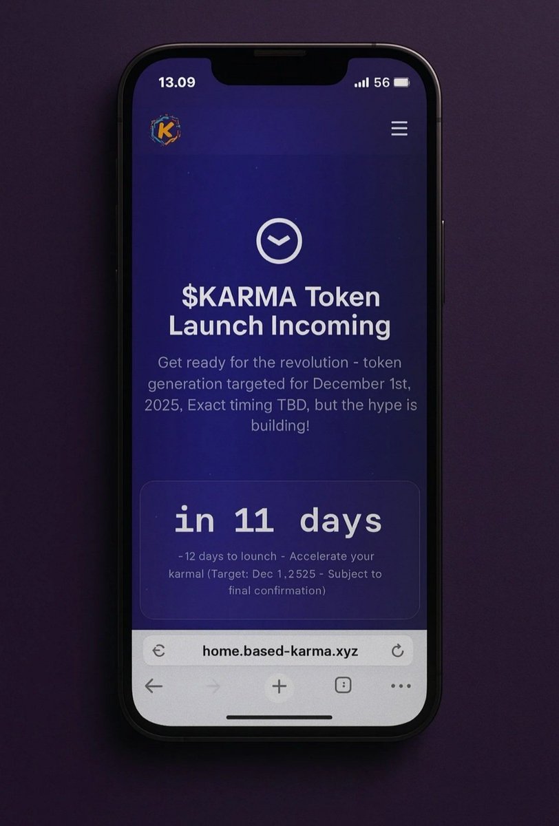 basedkarmafc's tweet image. A new chapter is forming around Based Karma

Our TGE window is now set for the coming eleven days
The ecosystem has reached the point where every component
from mining power and avatar progression
to the reward engine, marketplace structure and identity layer
is prepared to…