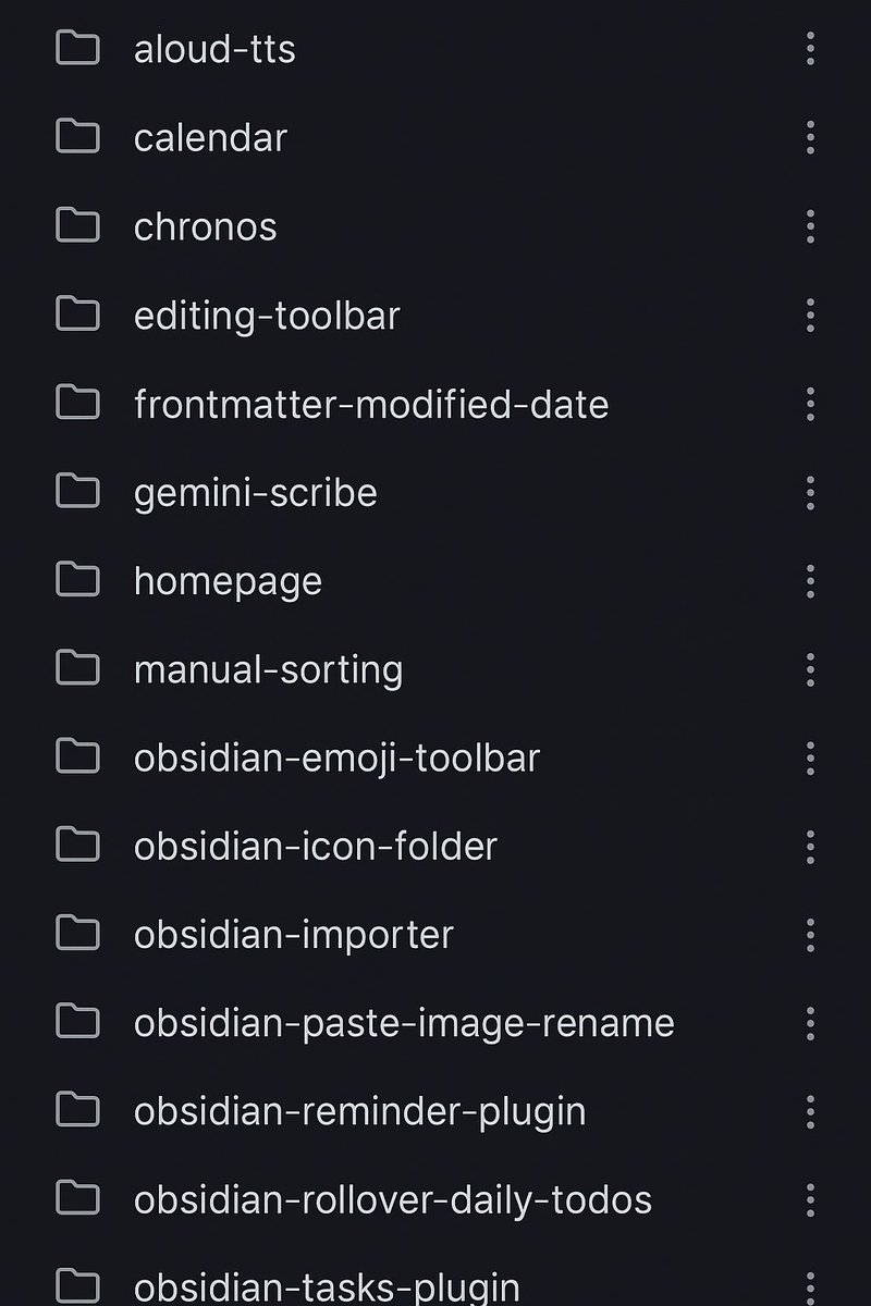 jmarceno's tweet image. 4 installs. 3 rage-quits. 1 “why is this so ugly?”

Then—BOOM—my second brain booted up and I saw the light.

Now I understand why it has many cultists. 🙏😅

Here is my plugin list, what am I missing?

#Obsidian #SecondBrain #PKM #Notetaking #Productivity