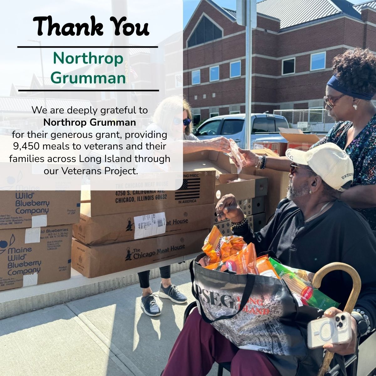 LongIslandCares's tweet image. We are deeply grateful to @northropgrumman for their generous support of our Veterans Project 💛

Their gift helps provide 9,450 meals to veterans and their families across Long Island.

#LongIslandCares #VeteransSupport #EndHungerLI #CommunitySupport