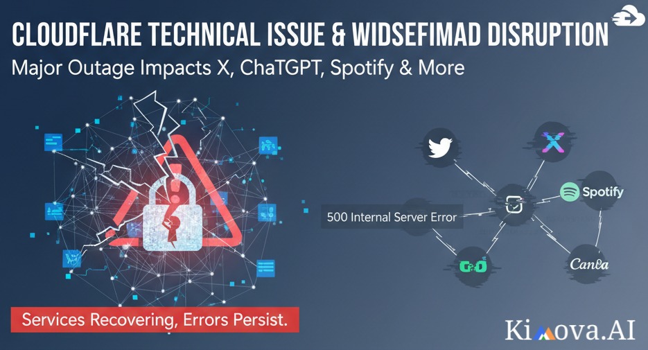 KimovaAI's tweet image. #Cloudflare outage = internet chaos.  The invisible backbone of the #web just collapsed. #X, #ChatGPT, #Spotify all down. This is why we can&apos;t rely on single points of failure.

Website: kimova.ai
Contact us at info@kimova.ai
Post: linkedin.com/feed/update/ur…

#kimovaAI
