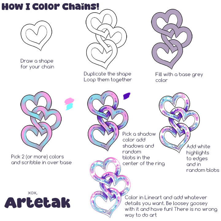 artetak's tweet image. Made a silly lil tutorial on how I color chains! If you try it out just remember it doesn&apos;t have to be perfect. Have fun with it! Hope it helps :)

#arttutorial