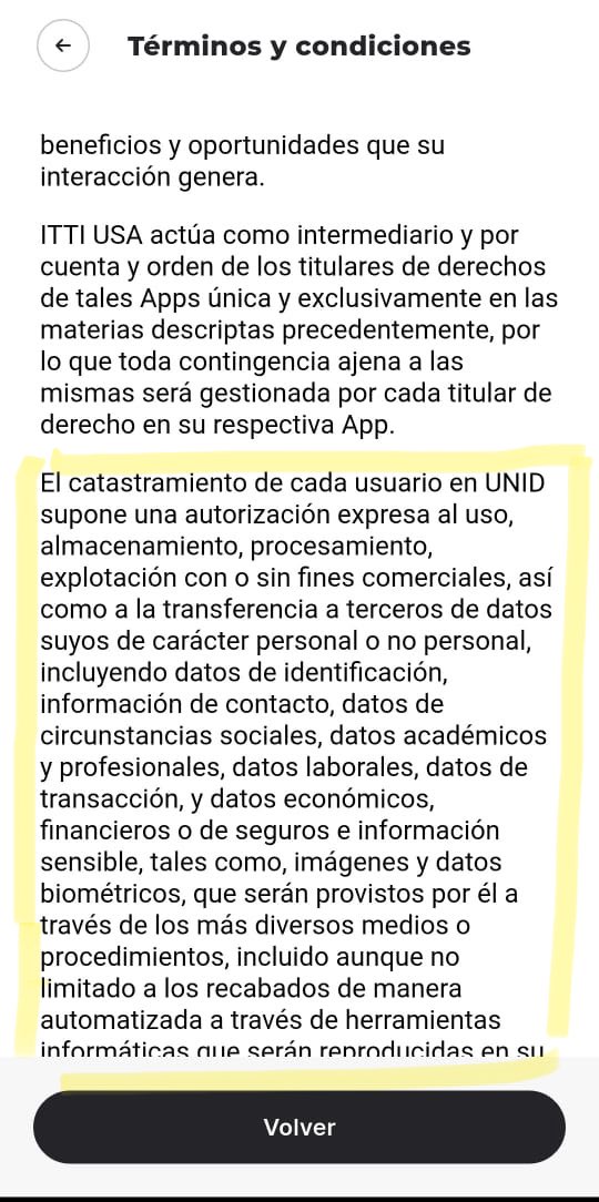 amandaapy's tweet image. 🔒Mi privacidad no es negociable

@uenopy ahora exige usar UNID para acceder a la cuenta bancaria. Ese ID también se usa en apps de clubes y entretenimiento que no uso y cuyos Términos (ver captura) autorizan a compartir datos personales y sensibles, incluso con fines comerciales
