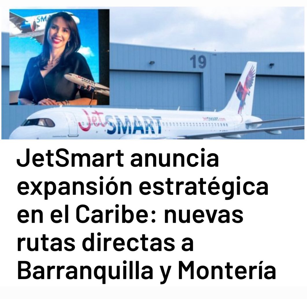 ✈️✨ Barranquilla sigue volando alto: <a href="/VuelaJetSMART/">JetSMART</a> anuncia nuevas rutas directas desde y hacia nuestra ciudad. 

Cada vez más, las aerolíneas le apuestan a Barranquilla como un destino atractivo para viajar e invertir. Las rutas Barranquilla–Bogotá y Barranquilla–Medellín, son