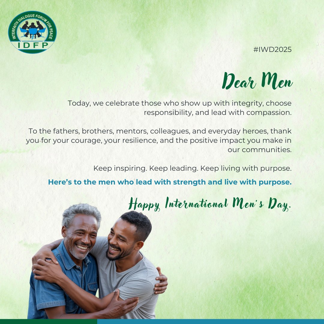 Celebrating men who lead with integrity, strength, and purpose. 
Happy International Men’s Day.

#MenOfPurpose #StrengthWithIntegrity #LeadingWithCompassion #CelebratingMen
#InternationalMensDay2025 #MenWhoInspire
#PurposeDrivenMen