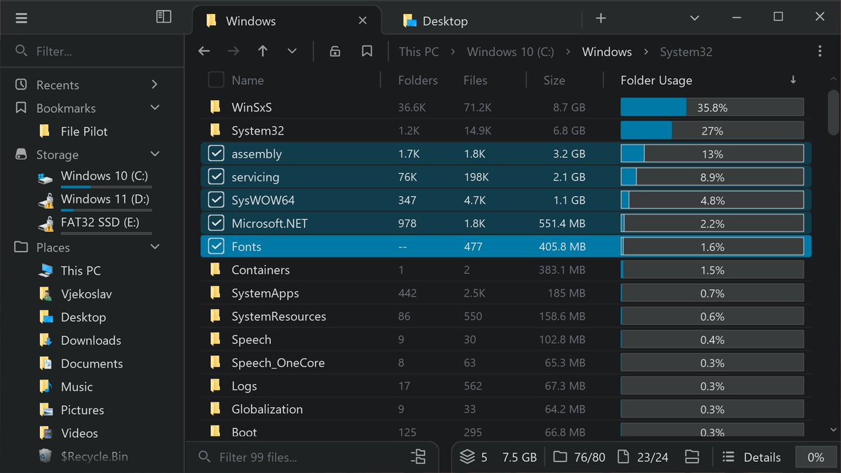 File Pilot calculates folder sizes, which you can visualize in a column ...