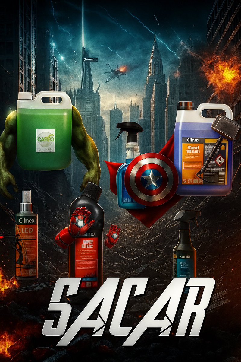 SACARsklep's tweet photo. 'SACAR' już w kinach. 🎬

https://t.co/P0WCRPWQeu to produkty chemii profesjonalnej na każdą okazję! Do domu, restauracji, samochodu czy firmy.

DO WSZYSTKIEGO. 🔥

#sacar #sacarpl #marvel #avengers #theavengers #mcu #sklep #avengers1 #produkty #clinex #thor #ironman #hulk #captainamerica #mjolnir #blackwidow #loki #hawkeye
