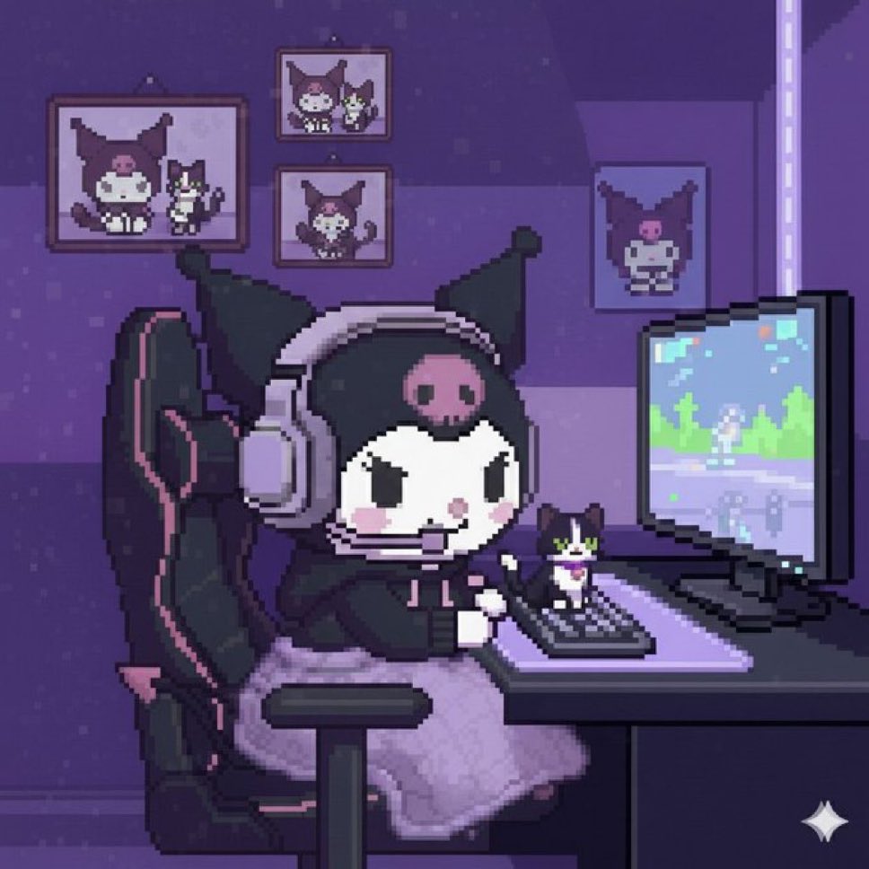 daiIysanrio's tweet image. kuromi the gamer 🖤👾