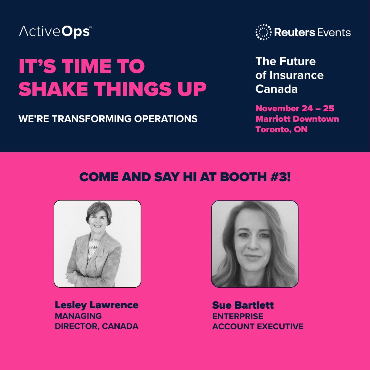 Will you be at the <a href="/ReutersEventsIn/">Reuters Events Insurance</a>'s The Future of Insurance Canada?

Our Lesley Lawrence and Sue Bartlett will be there – so if you want to find out how you can transform your insurance ops with confidence, head to booth #3!

More info: bit.ly/4rd9I2Y

#FOICanada