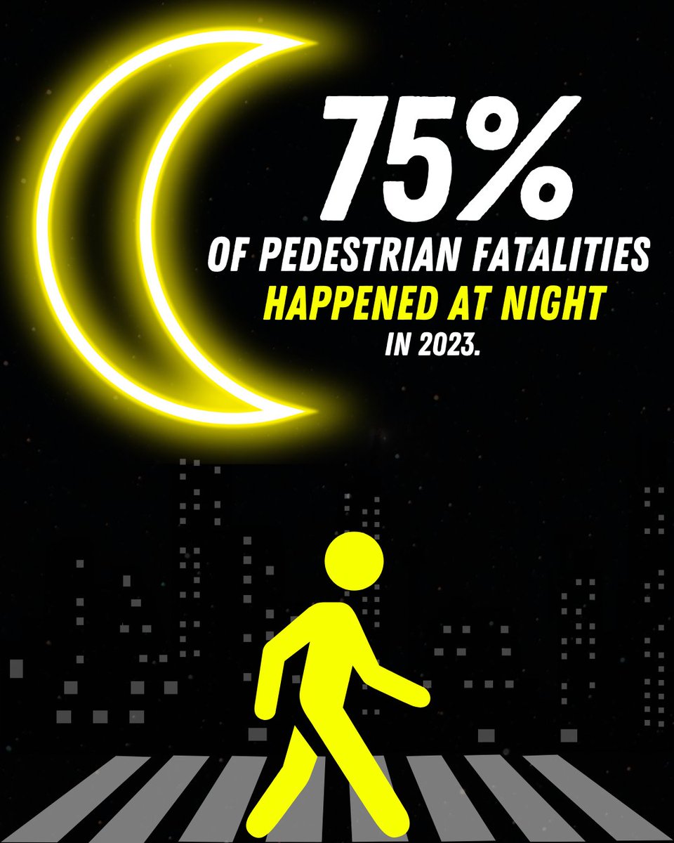 Pedestrians — stay alert 👁️, especially in the dark.

Drivers — be cautious at crosswalks, including at night 🌙 and in hard-to-see conditions. 🌧️🌁