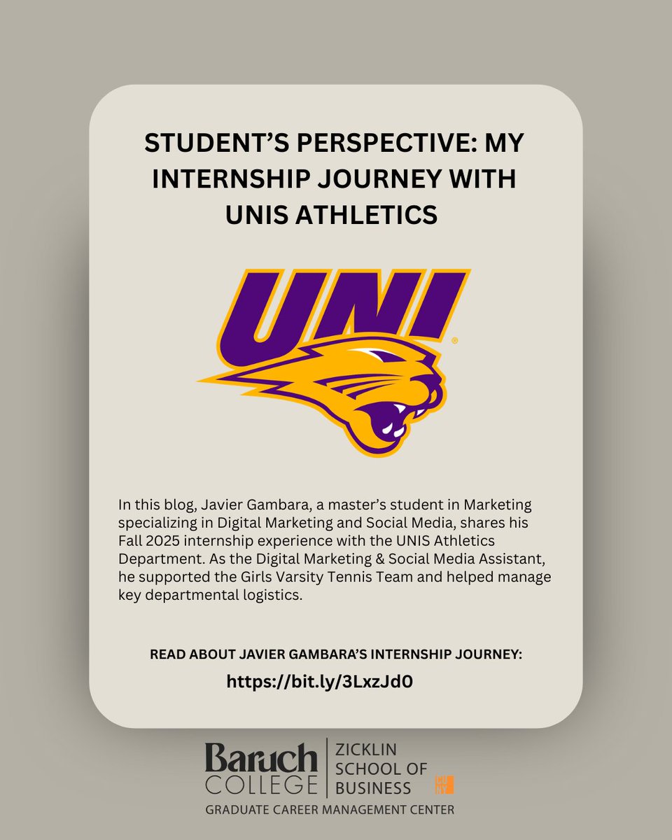 ZicklinGCMC's tweet image. Javier Gambara shared his internship journey at UNIS Athletics, where he supported the Girls Varsity Tennis Team while growing skills in marketing, operations, and content strategy.

Read more on the GCMC Blog: bit.ly/3LxzJd0
 #InternshipExperience #UNISAthletics #Baruch