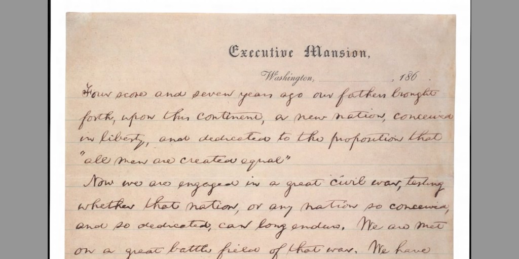 fold3's tweet image. This is one of five known drafts of what may be the most famous American speech. President Abraham Lincoln delivered the Gettysburg Address on November 19, 1863. f3.social/6ybf