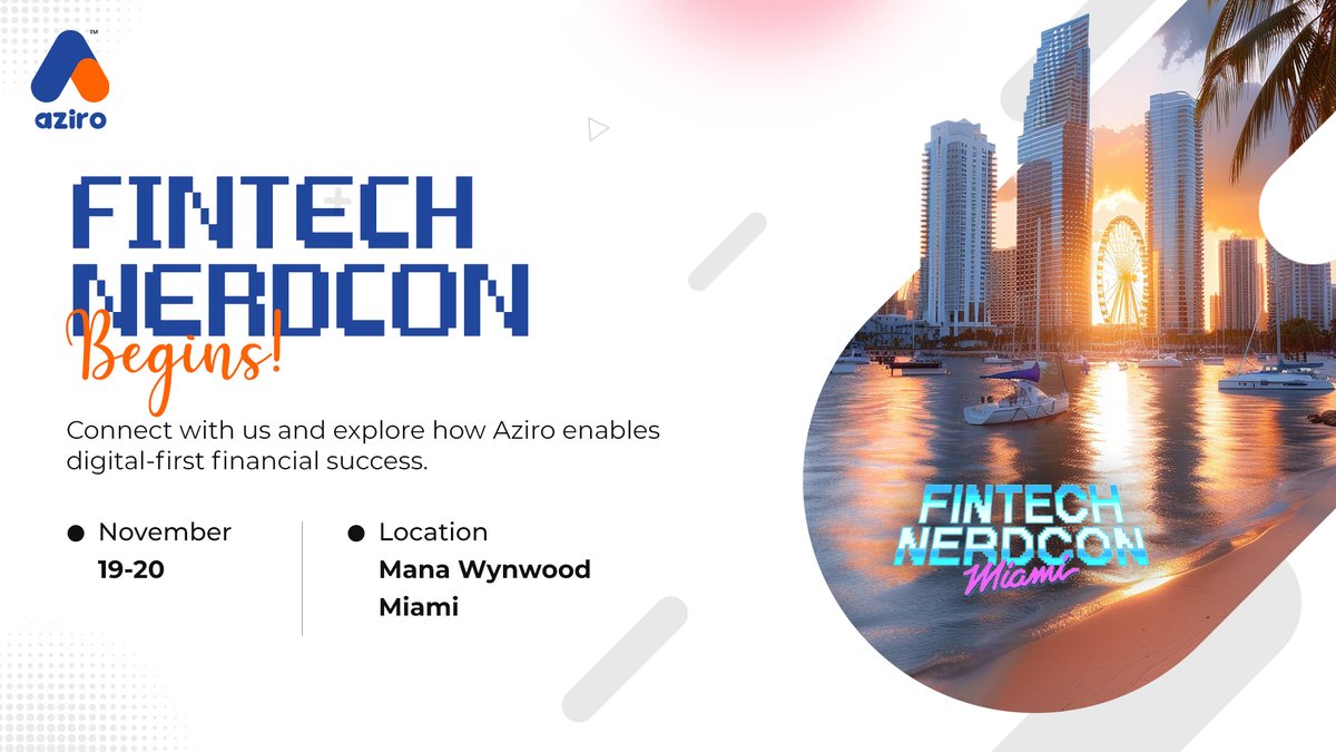 AziroTech's tweet image. Day 1 at Fintech NerdCon begins!

If you’re at Mana Wynwood, meet with karthick Asaithambi and Damodar Puthiya and explore how Aziro accelerates digital-first transformation.

For a quick connect, click here: calendly.com/karthick-a-azi…

#FintechNerdCon #AziroatFintechNerdCon #Aziro