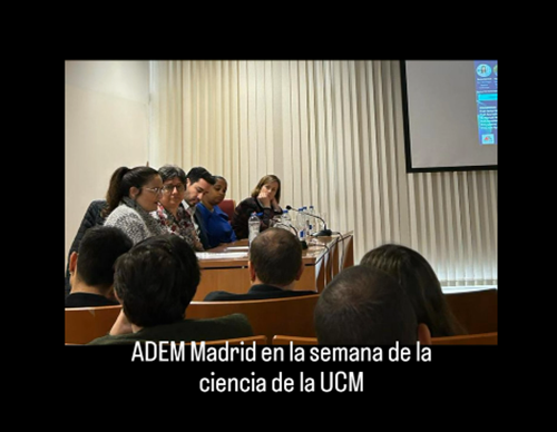 ADEMMADRID's tweet photo. ADEM Madrid en la Semana de la Ciencia 2025 – Universidad Complutense de Madrid representada  por Rocío Quirós, quien participó como conferenciante y en la mesa  redonda “Aliados en tu día a día: la medicación en enfermedades  neurodegenerativas” https://t.co/Z17sJtryng
