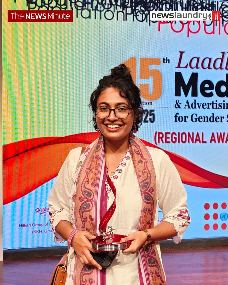 thenewsminute's tweet image. Congratulations to @nanduagain, @kavashivani, and @anisha_w — on winning the Laadli Media Award 2025 (Regional) for Web News Series (English) for their deep, sensitive reporting on the Prajwal Revanna sexual assault case.