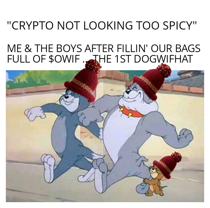 OriginalWifHat's tweet image. gm crypto x... 

live look at the $OWIF community knowing they are hodl'ing the 1st #dogwifhat ever posted

wew lads... fixing to get sendy soon

#solana #crypto