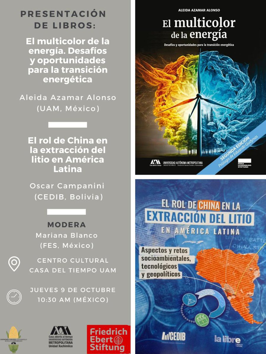 🤗💖Tuve el gusto de compartir este espacio con colegas y amigos como <a href="/EGudynas/">Eduardo Gudynas</a> 🇺🇾, <a href="/OsCampanini/">Oscar Campanini G.</a> 🇧🇴 y Ricardo Assis 🇧🇷, bajo la moderación de Mariana Blanco (<a href="/FESMEX/">Friedrich-Ebert-Stiftung en México</a> 🇲🇽).
💬Conversamos sobre lo que a cada unx nos motivó a escribir nuestros libros…