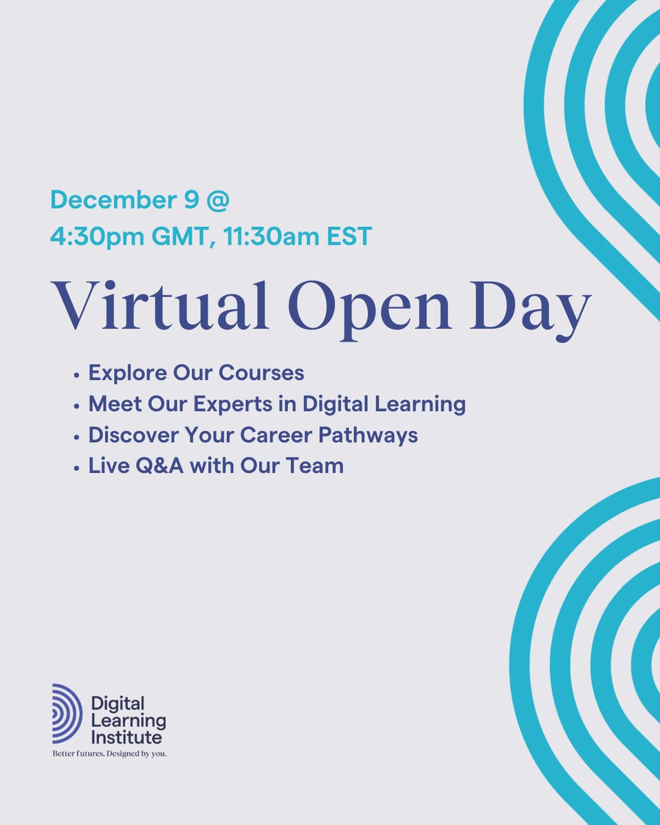 DLInstitute_'s tweet image. 📢 Last Open Day of 2025, Start 2026 off right 

📅 9 December | Free Virtual Event
🔗 eu1.hubs.ly/H0nVp9t0

#DigitalLearning #InstructionalDesign #EdTech #ProfessionalDevelopment