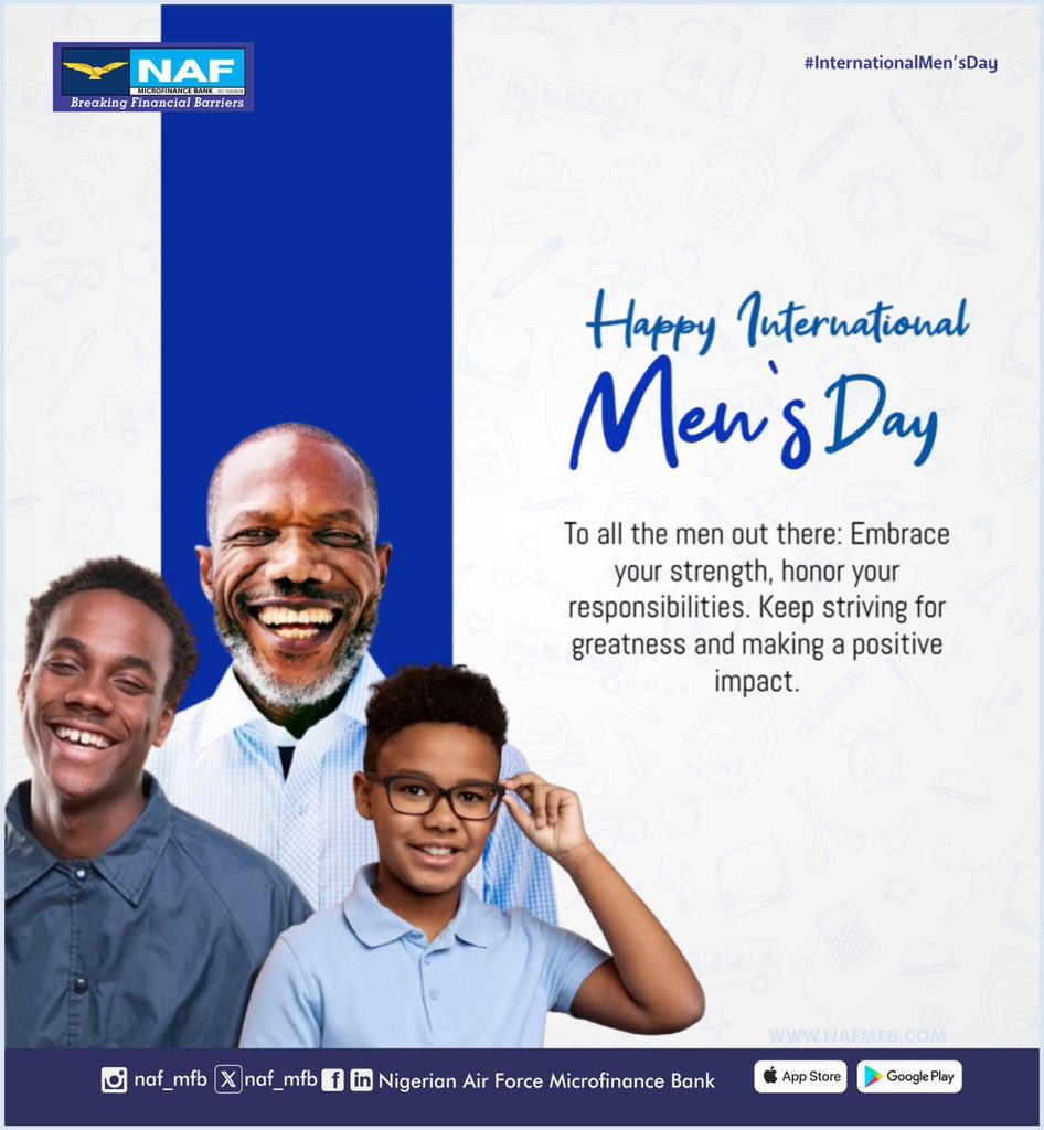 naf_mfb's tweet image. Today, we honor the men who lead, serve, support, and uplift communities.
Happy International Men’s Day!
#InternationalMensDay #NAFMFB #MenOfImpact #CommunityBuilders