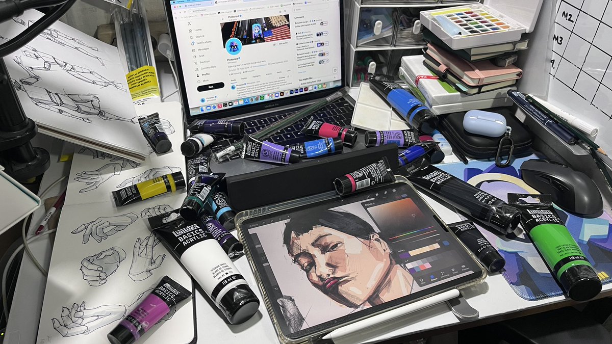 Doing all this on one small desk.