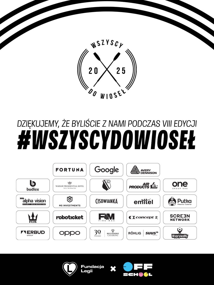 Dziękujemy wszystkim, którzy włączyli się w organizację, promocję i udział w kolejnej edycji Wszyscy Do Wioseł. 🚣🏼

Chociaż kolejna edycja dopiero za rok, wiemy, że przez najbliższe miesiące będziemy spotykać się zdecydowanie częściej i to cieszy najbardziej! 

DZIĘKUJEMY! 🤍