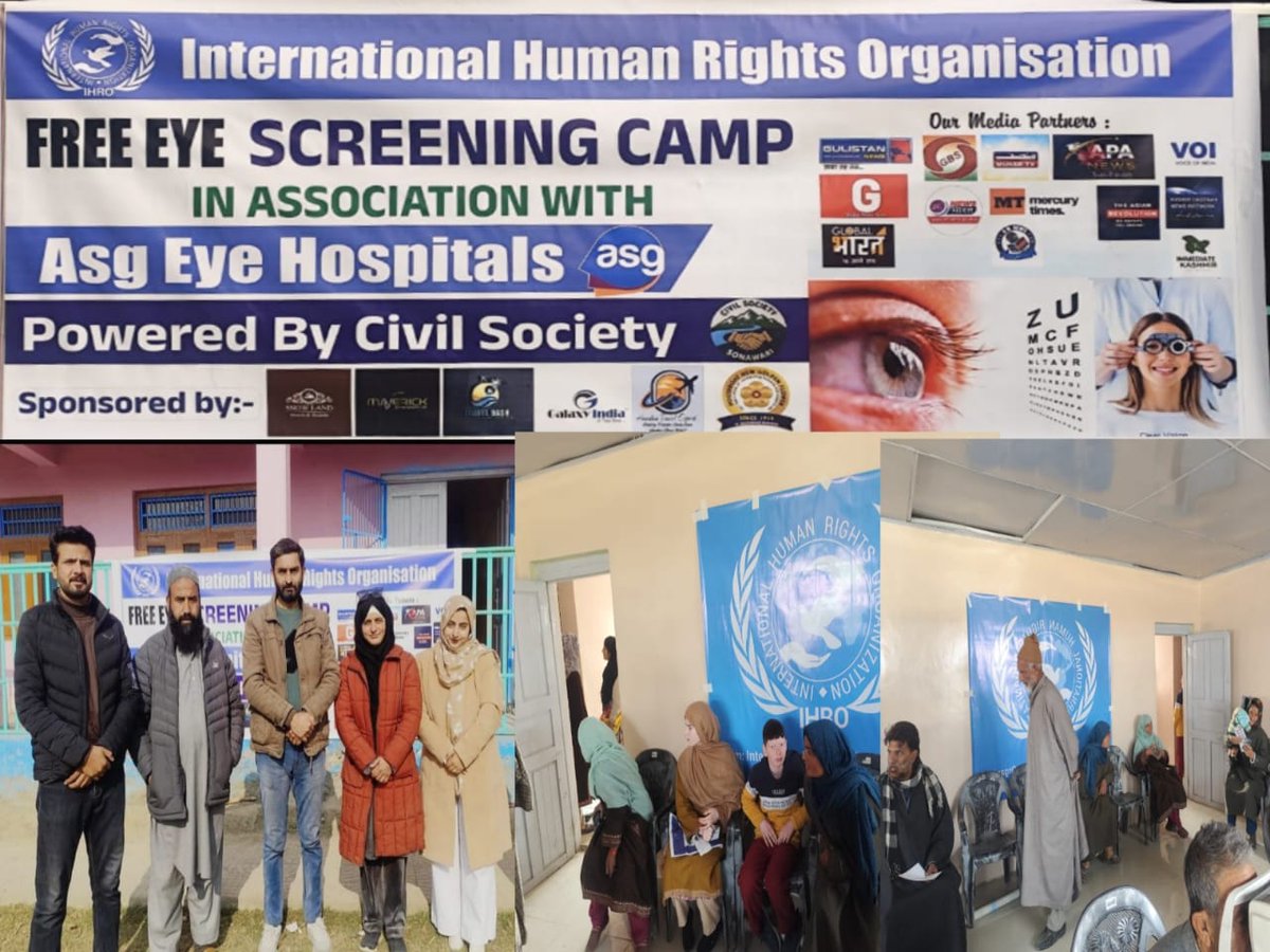 Advsaikarashid5's tweet image. Alhamdulillah, grateful for the success of our free eye screening camp! Thanks to ASG Eye Hospital, civil society Sonawari,&amp;amp; International Human Rights Organisation, JK Chapter, for their support.#free  #CommunityService  #TiharJailReforms, #Dhurandhar, #TipsToBoostConfidence,