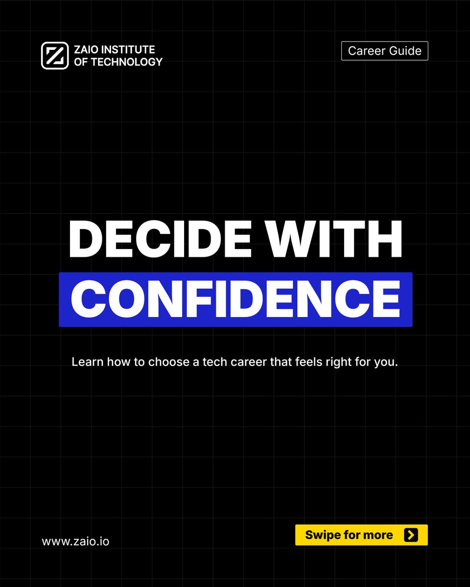 zaiotech's tweet image. Decide with Confidence 💡

Choosing a tech career doesn’t have to be confusing.

Explore, connect, and take steps toward a path that fits your skills &amp;amp; passions. 🚀

#TechCareer #CareerTips #FutureInTech #LearnTech #ZaioLearning #DigitalSkills #CareerGrowth