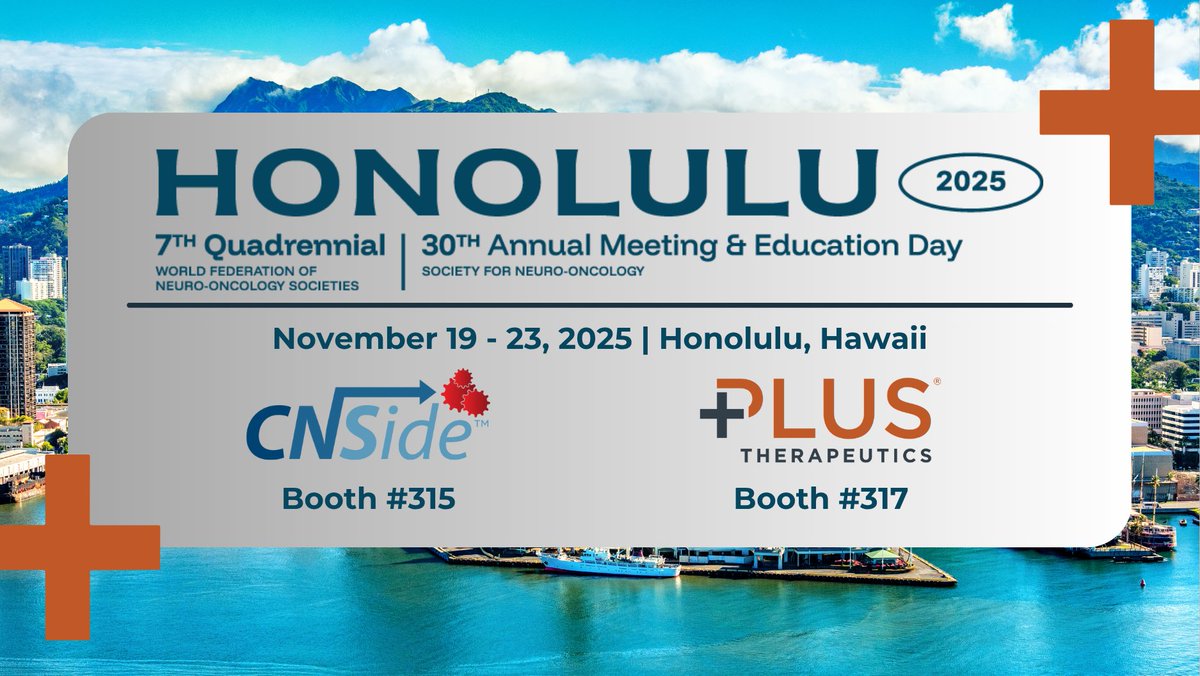 plustxinc's tweet image. #PlusTherapeutics will present three clinical data updates at the #WFNOS / @NeuroOnc&apos;s Meeting #SNO2025 this week.

If you’re attending, be sure to stop by the @CNSideDx booth (#315) and the $PSTV booth (#317) to learn more about our latest advancements in #neurooncology.…