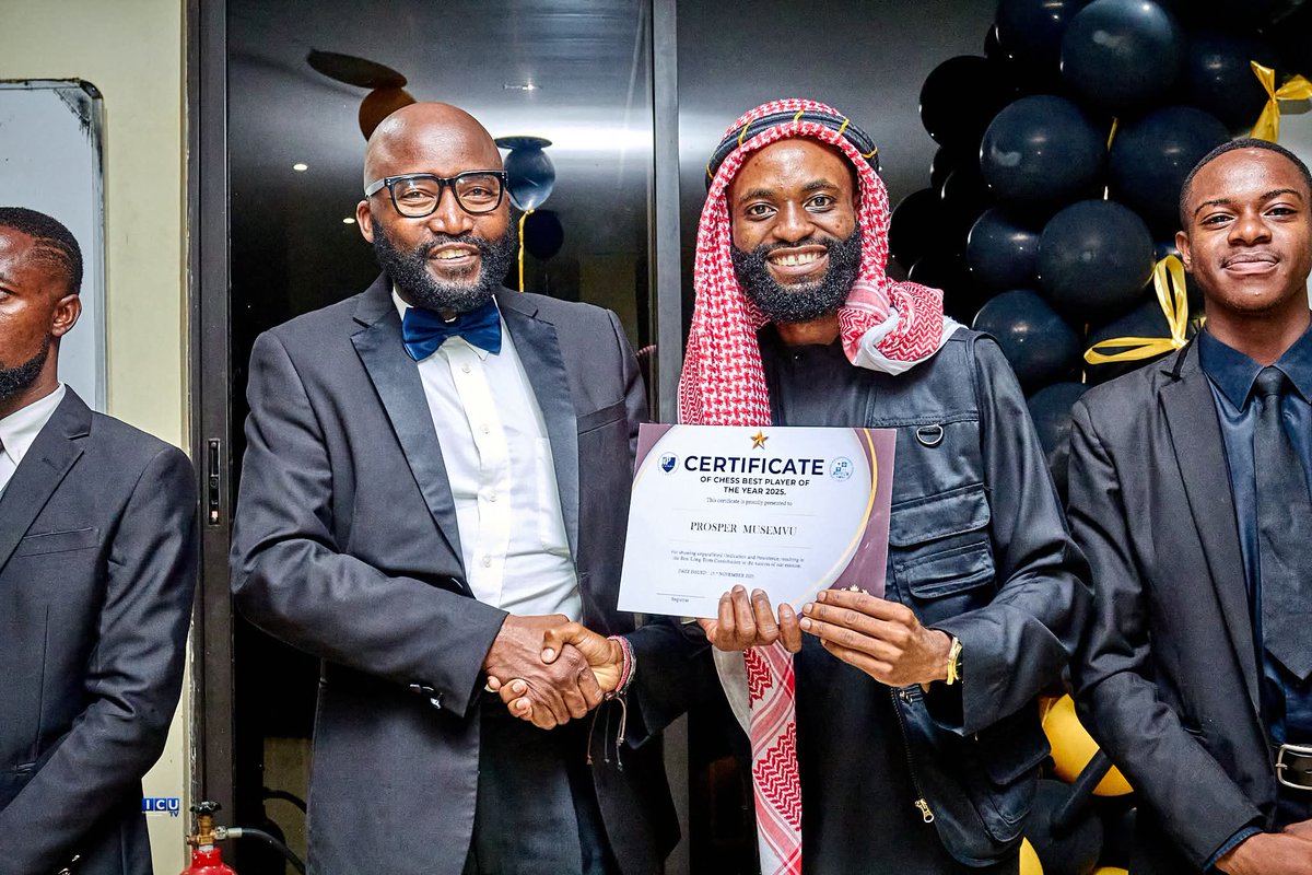 ProsperMusemvu's tweet image. This #award is for being the best and most dedicated #chess player of the year 2025. It does not just come so easily, this comes after sacrifices, hard work and #commitment .... This is based on what people have seen and observed.... thanks to all those that took their time to…