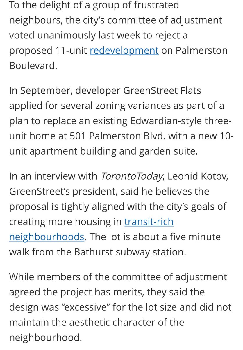 EricDLombardi's tweet image. Are they actually fucking kidding?

Literally 5 minutes from a subway station. Design literally in a classic style.

And still the design is “excessive”. 

Committees of adjustment need to be abolished. Toronto’s NIMBY disease is out on full display 🤮