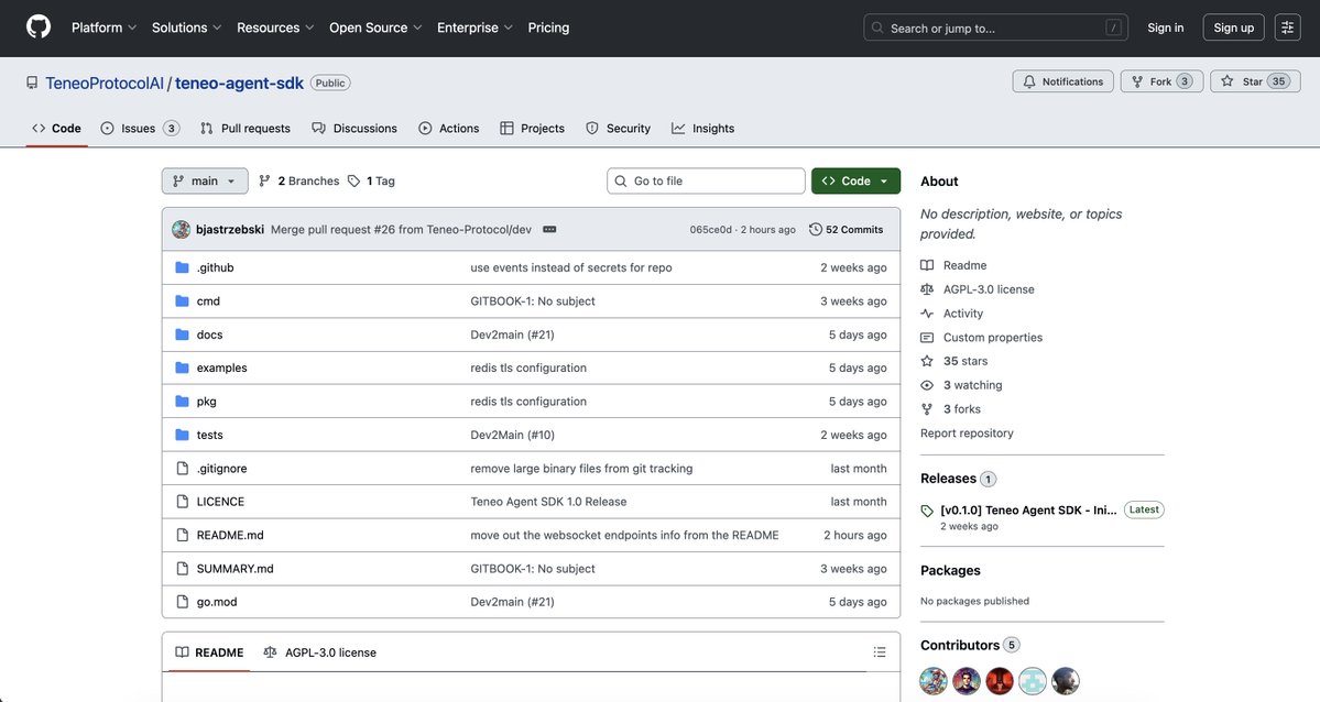 teneo_protocol's tweet image. 📣 𝗧𝗵𝗲 𝗧𝗲𝗻𝗲𝗼 𝗔𝗴𝗲𝗻𝘁 𝗦𝗗𝗞 𝗶𝘀 𝗻𝗼𝘄 𝗽𝘂𝗯𝗹𝗶𝗰

Build your own Agents. Deploy them on a decentralized protocol.

No more gates, just open tools and open data.

🛠️ Repo: github.com/TeneoProtocolA…
🏆 Genesis Bounty: $1000 USDC + 20,000 $PEAQ
🗓️ Deadline: November 30…