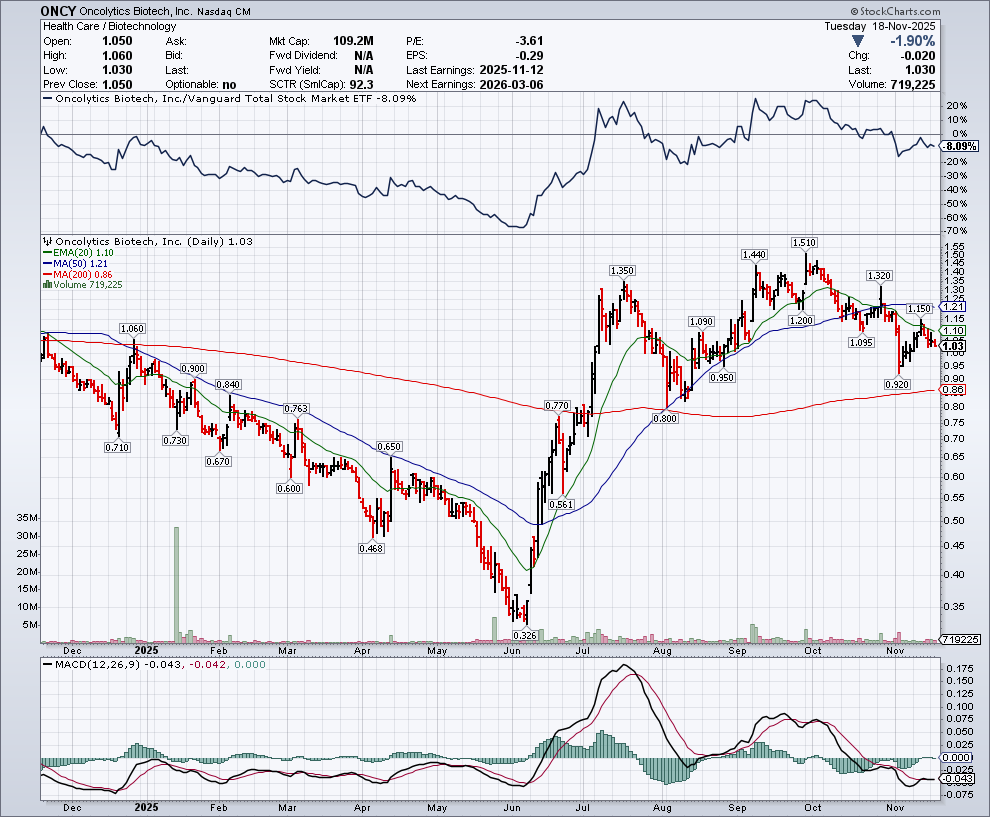 $ONCY $1.03 News... 

Good one moving forward. I added as others keep selling

 Oncolytics Biotech® Aligns with FDA on Pivotal Study Design for Pelareorep in First-Line Pancreatic Cancer 

businesswire.com/news/home/2025…