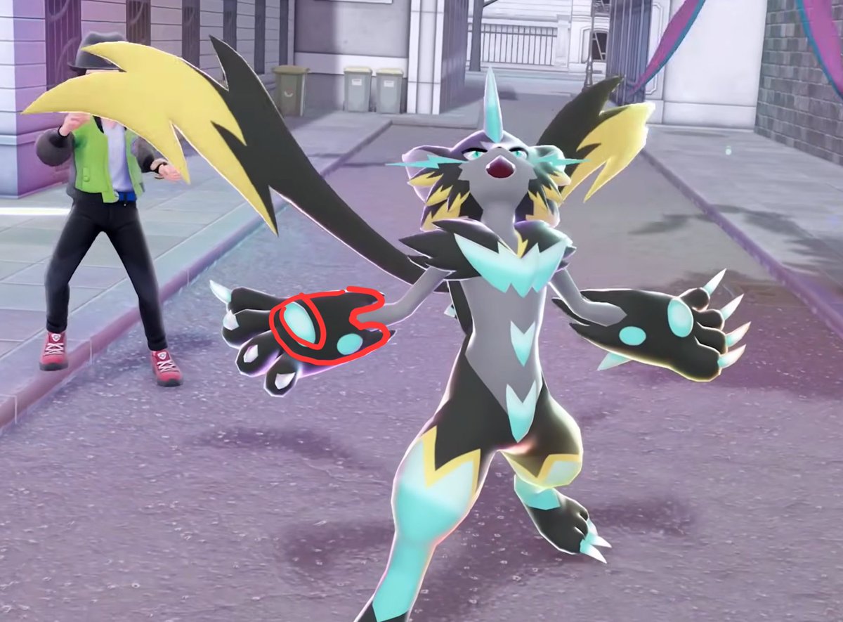 Basedon_Jen's tweet image. It&apos;s incredible that mega Zeraora isnt shaped like an X or Y!! But a better third thing