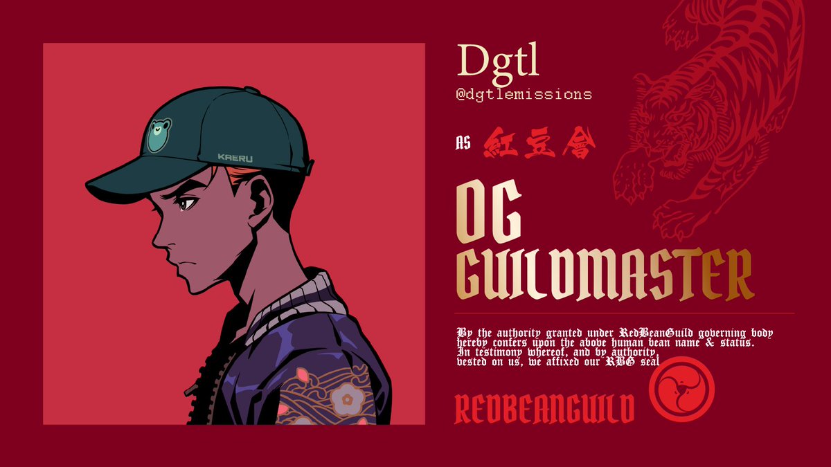 RedBeanGuild's tweet image. RED BEAN GUILD TRIBUTE SERIES 🩸  

Our last but not least OG Guild Master ✨@dgtlemissions✨  

You’ve stood with the Guild when the Garden was still taking shape.

From helping guide newcomers to celebrating each unbox and drop in the Guild’s voice, you’ve been more than a…