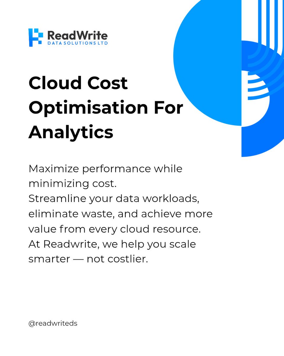 ReadWriteDS's tweet image. Wasting money on cloud analytics? Let’s fix that.
With the right optimization strategies, you can reduce spend and get more value from your data.
Readwrite makes it simple.
#CloudAnalytics #Optimization #Readwrite