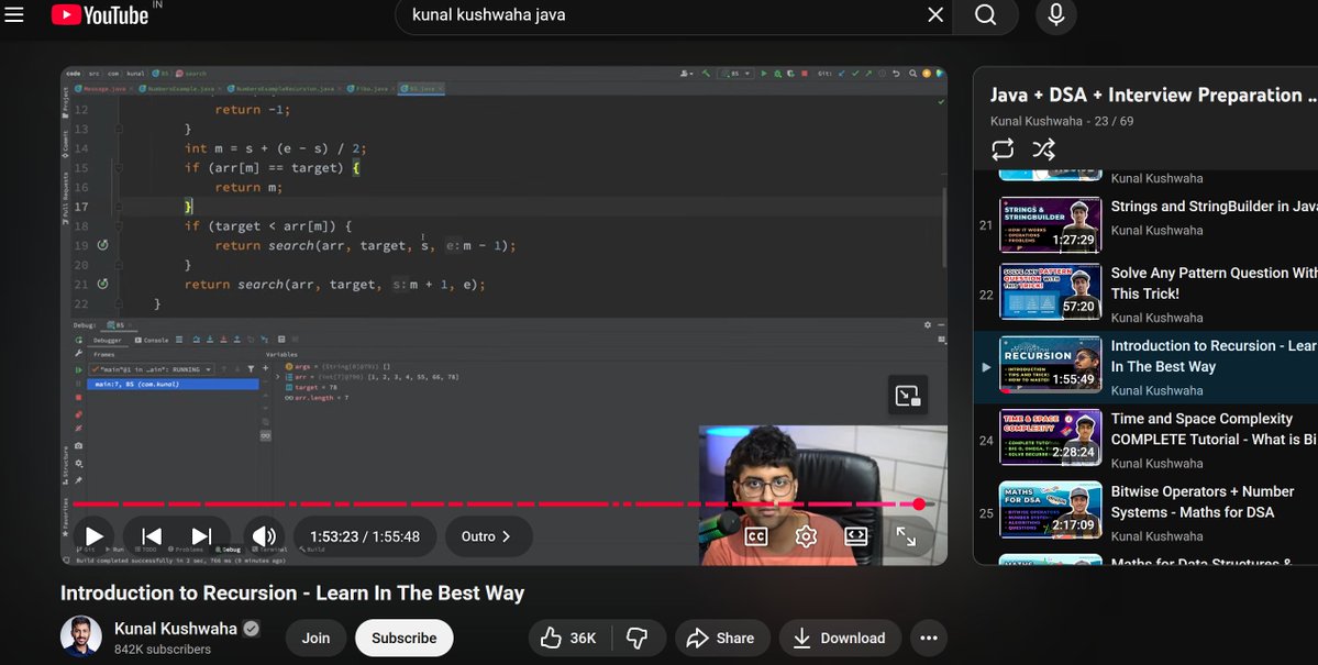 2belekarsuyash's tweet image. Day 53/100
I have completed the 23 video of Kunal Kushwaha DSA Playlist on topic : introduction to recursion

#100DaysofCode