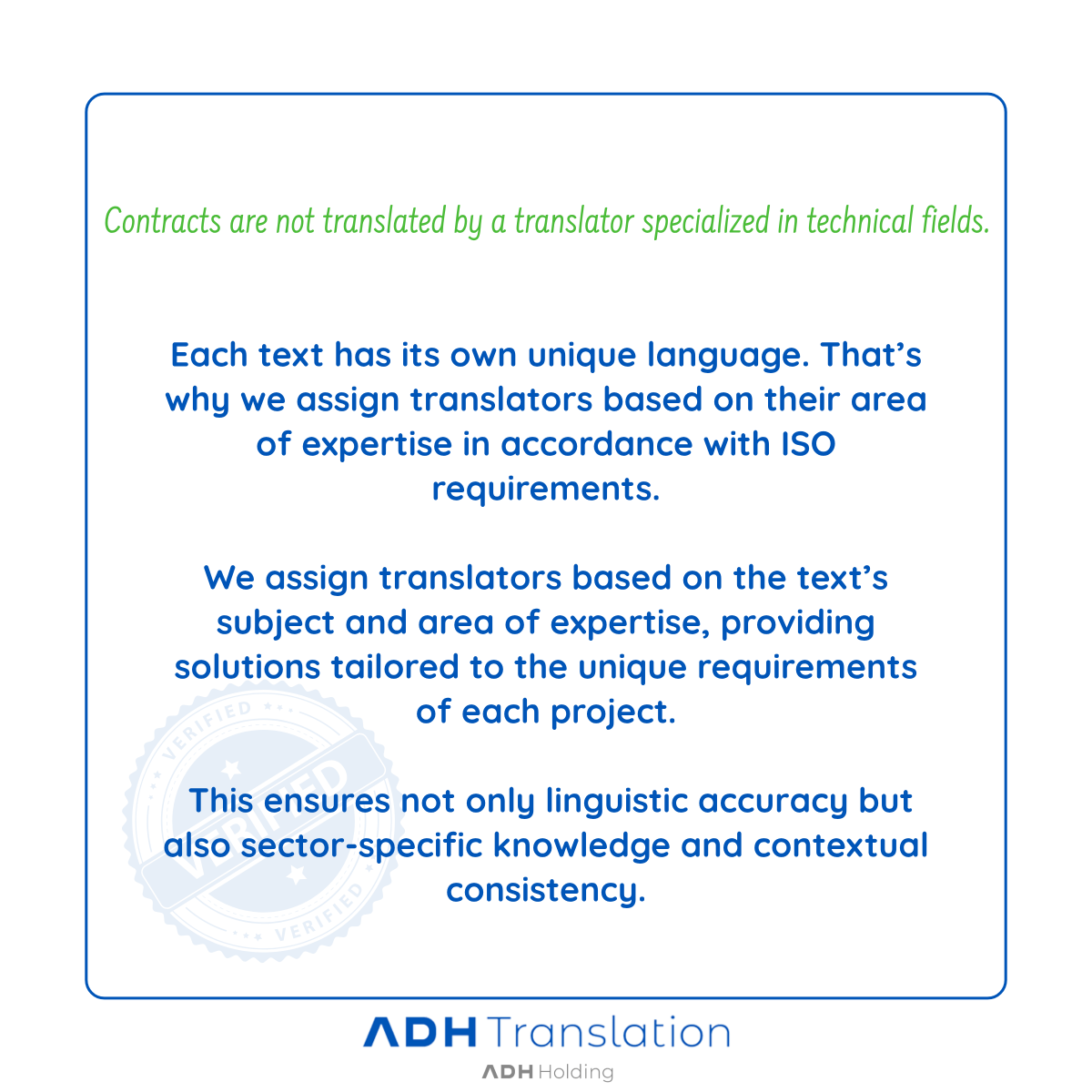 adhtranslation's tweet image. Every text is different, and every project is unique. In accordance with ISO standards, we assign the translator best suited to the text’s subject and area of expertise, ensuring both linguistic accuracy and contextual relevance.

#Translation #LanguageServices #ISO17100