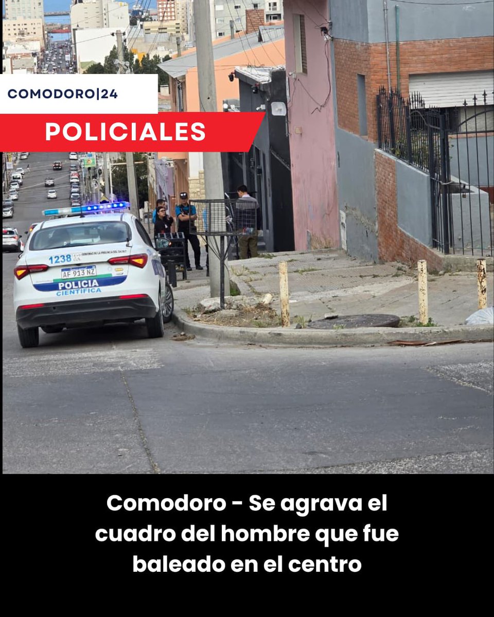 #Comodoro El hombre que fue baleado este martes en el Centro permanece internado en grave estado. Sufrió una herida de arma de fuego y debió ser intervenido nuevamente en el quirófano debido a la complejidad de la lesión.

⬇️Más en la nota⬇️
comodoro24.com.ar/se-agrava-el-c…