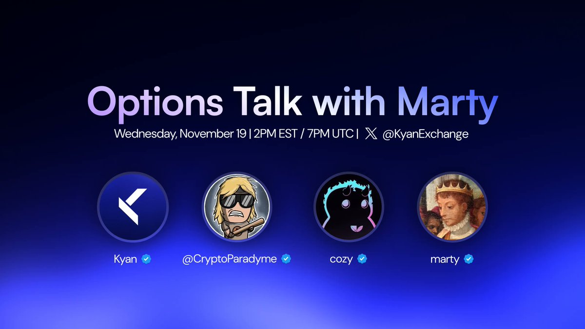 KyanExchange's tweet image. A new Kyan x @thinkingvols Options Talk is coming today!

With @CryptoParadyme 💙

Topics: Markets, Dyme’s trading journey, commodities super cycle, Btc 4 year cycle, and what’s next? 🎙️

Wed Nov 19, 2PM EST / 7PM UTC ⏰
A link to the stream will be posted when it&apos;s live.