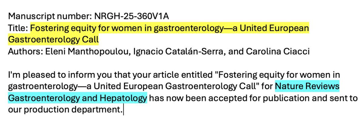 This is great news!!! 💡

🌟 Congratulations to <a href="/EManthopoulou/">Elena Manthopoulou</a> for leading our publication from <a href="/my_ueg/">United European Gastroenterology</a> ED task force in <a href="/NatRevGastroHep/">Nature Reviews Gastroenterology & Hepatology</a> 🤝

<a href="/my_ueg/">United European Gastroenterology</a> <a href="/sepdigestiva/">Sociedad Española de Patología Digestiva (SEPD)</a> <a href="/aegastro/">Aegastro</a>